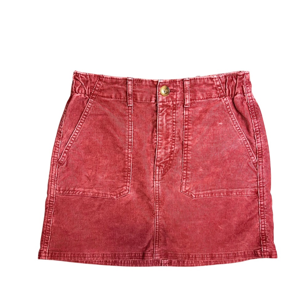 American Eagle Corduroy‎ Mini Skirt Size 2 Burgandy Pink Super Stretch